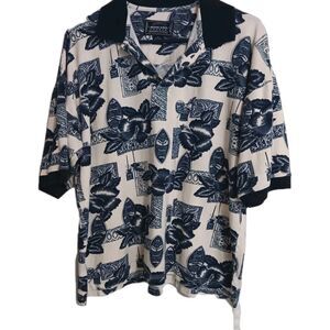 Vintage Bogari Studio Men's Hawaiian Polo Shirt Sz XL Short Sleeves 100% Cotton